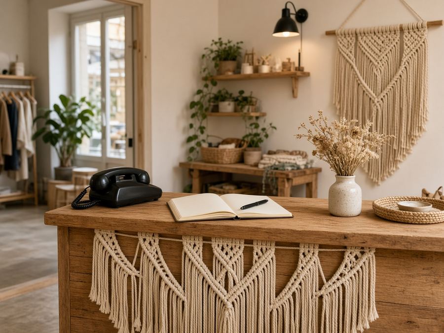 Contact desk at Wildport Macrame in Basel